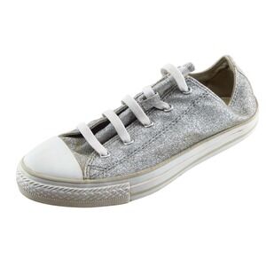 Converse Boys' All Star Fashion Sneakers Size 4 Silver Synthetic‎ Casual Low Top